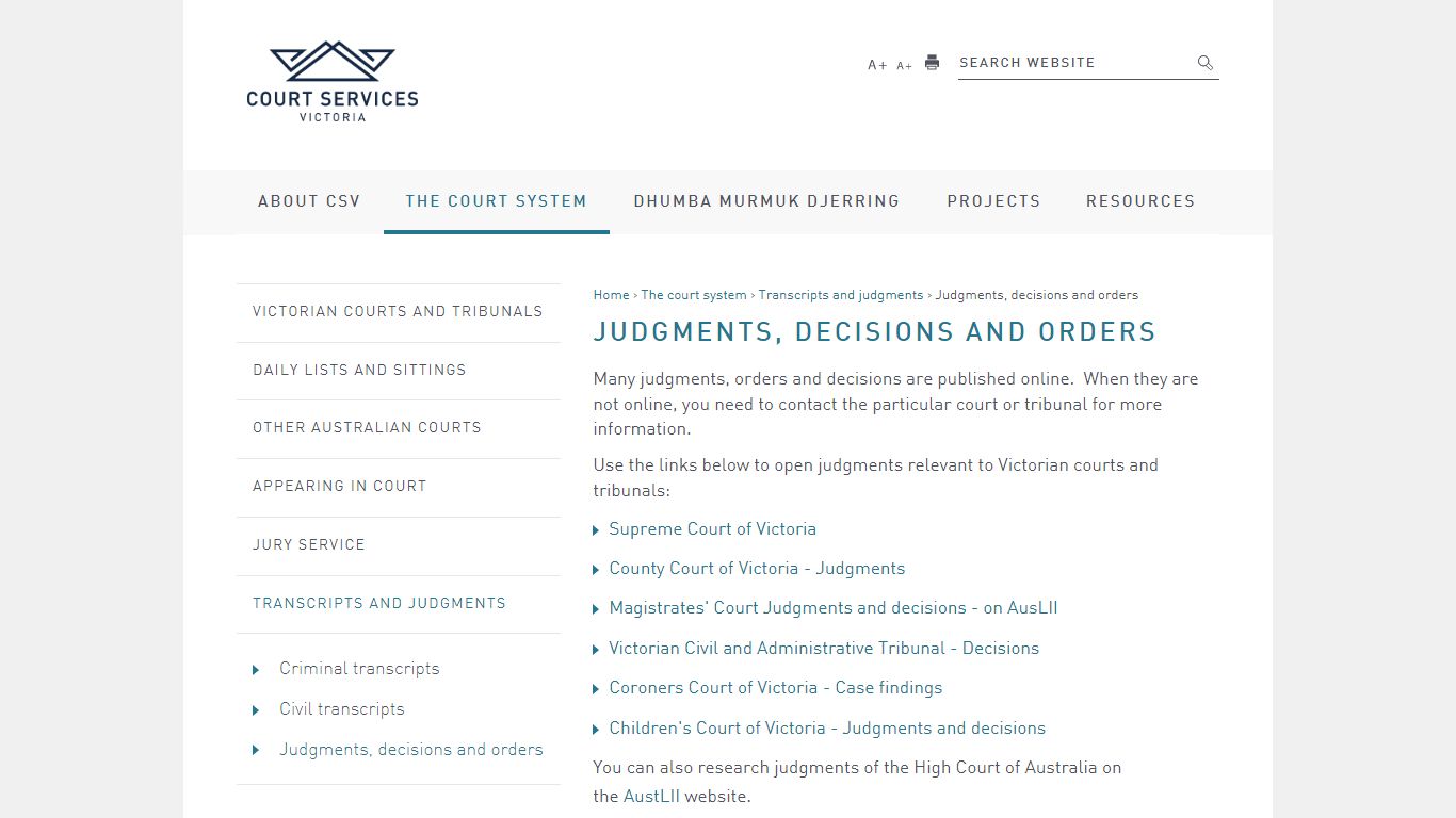 Judgments, decisions and orders | Court Services Victoria
